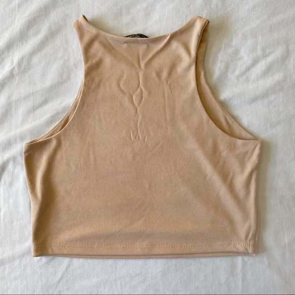 Coco & Yves nude pink high neck cropped tank top - Picture 2 of 4